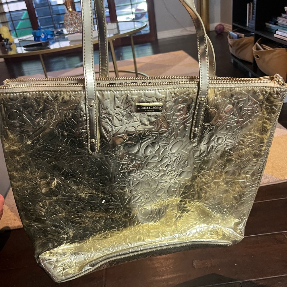 Gold Embossed Kate spade  Leather Tote Bag